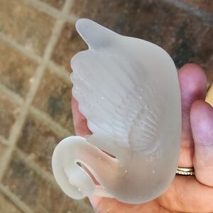Handblown Frosted Glass Swan Figurine Two's Company Candle Holder